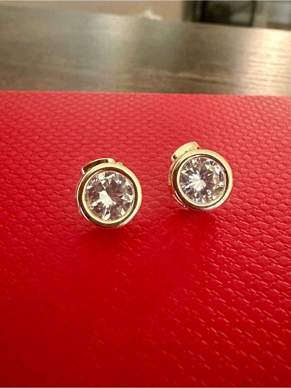 Gold Crystal Bezel Stud Earrings